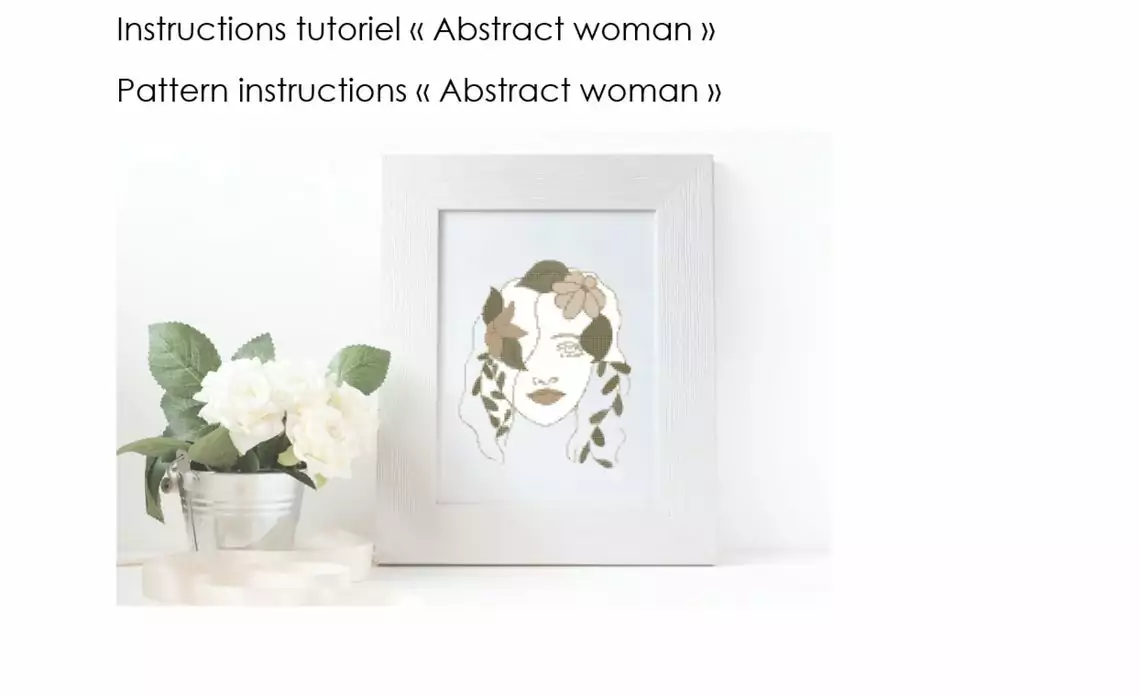 Point De Croix Abstrait Femme Aux Fleurs – Image 5
