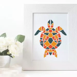 Point de Croix Tortue en Couleur