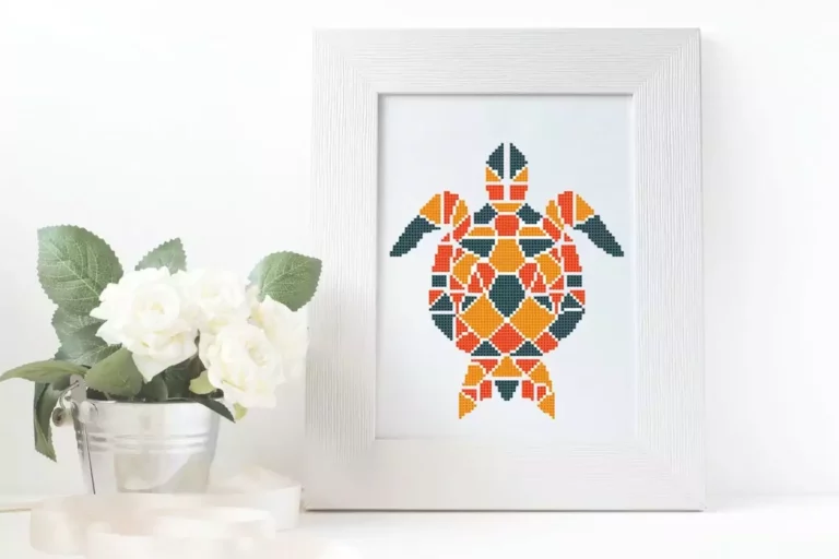Point de Croix Tortue en Couleur