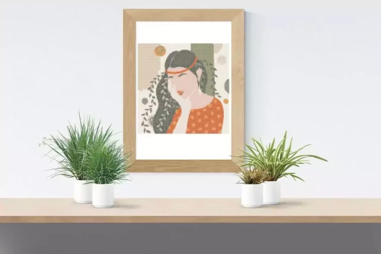 Point De Croix Abstrait Femme Qui Pense