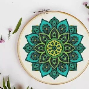 Point De Croix Mandala Bleu
