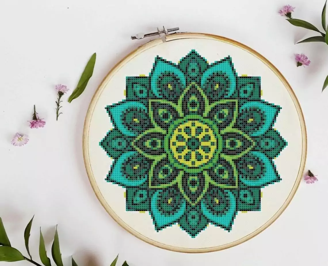 Point De Croix Mandala Bleu