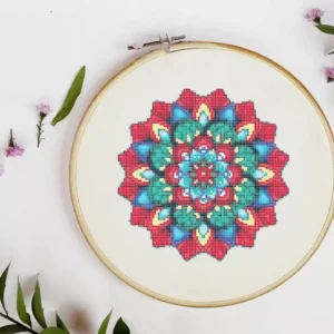 Point De Croix Mandala Rouge