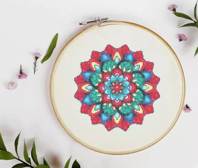 Point De Croix Mandala Rouge