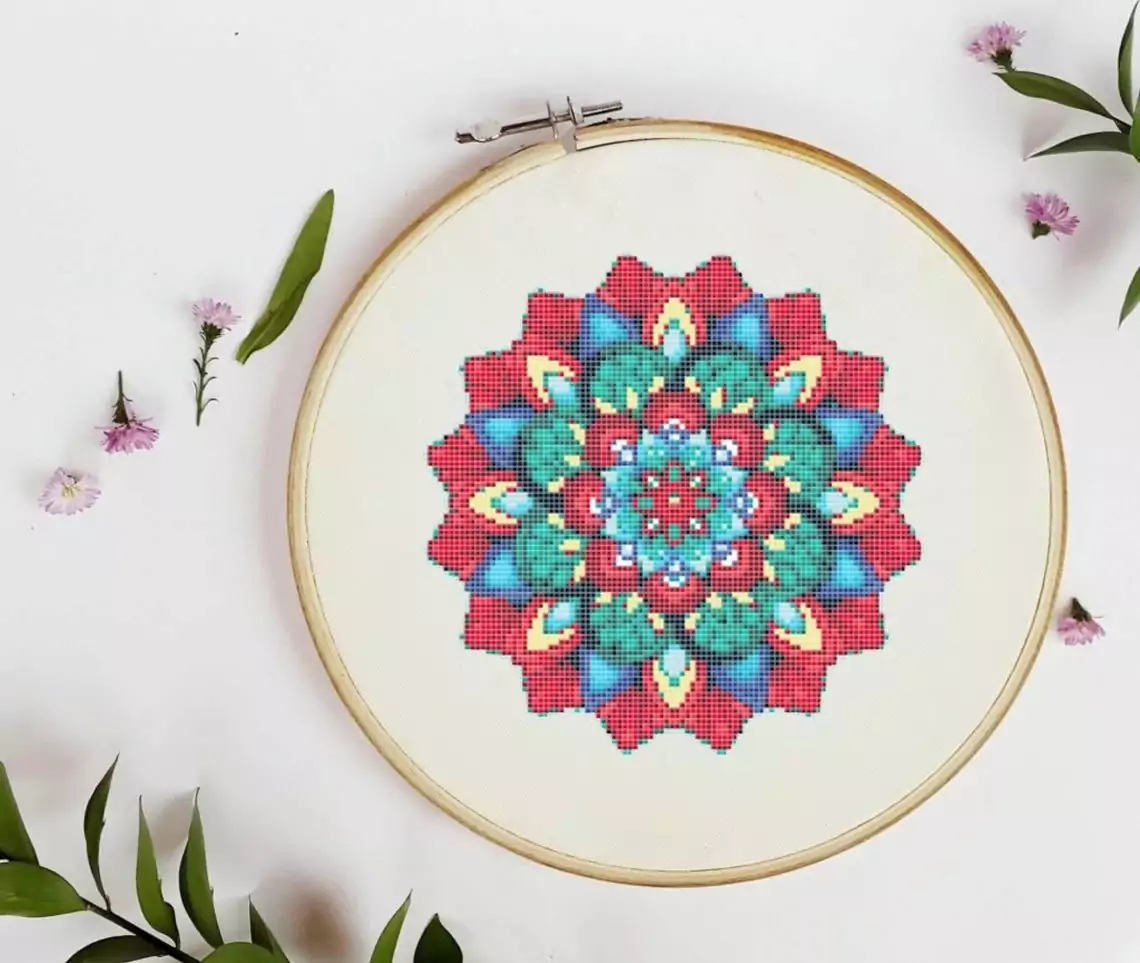 Point De Croix Mandala Rouge