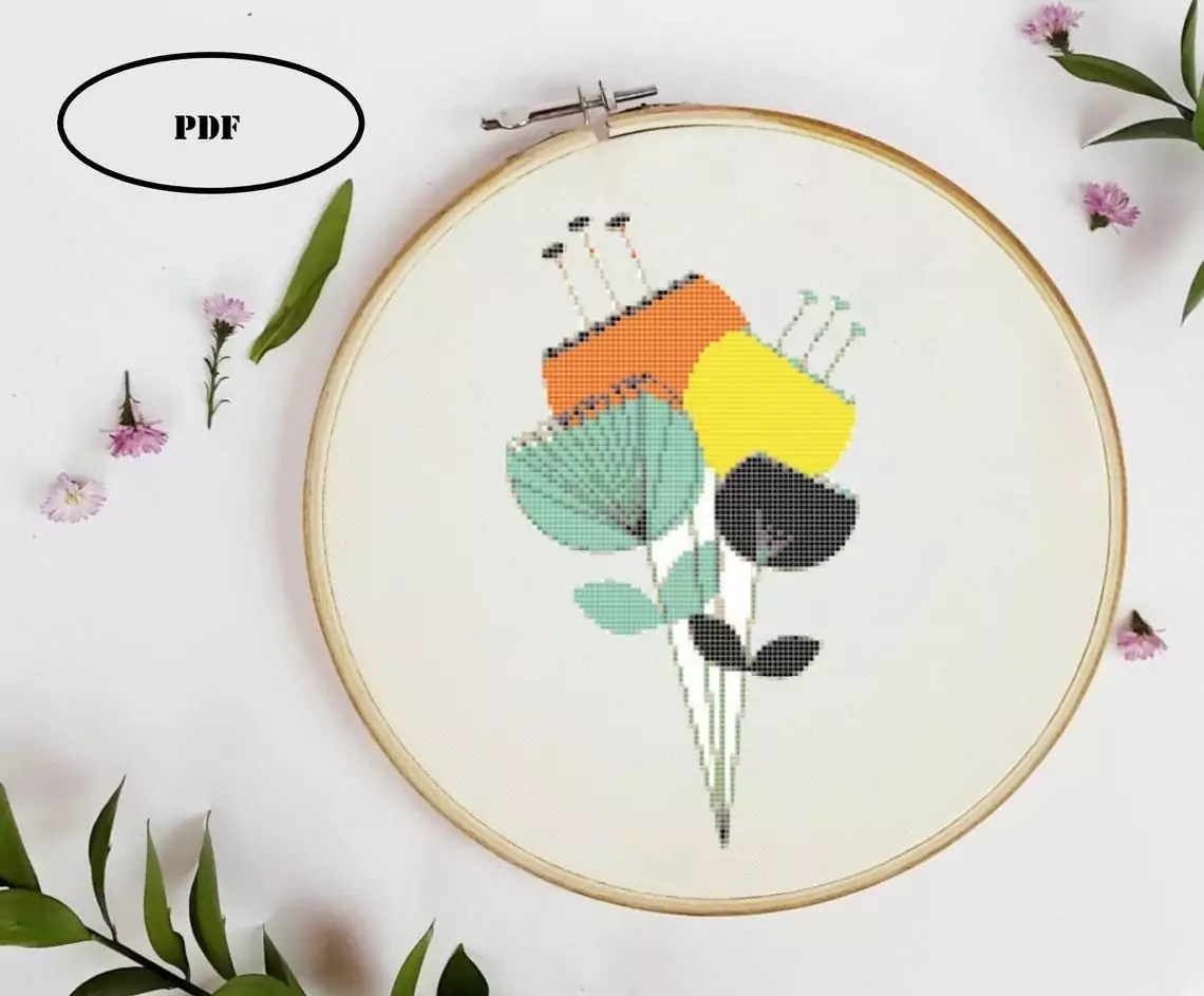 Point De Croix Moderne Fleur 2