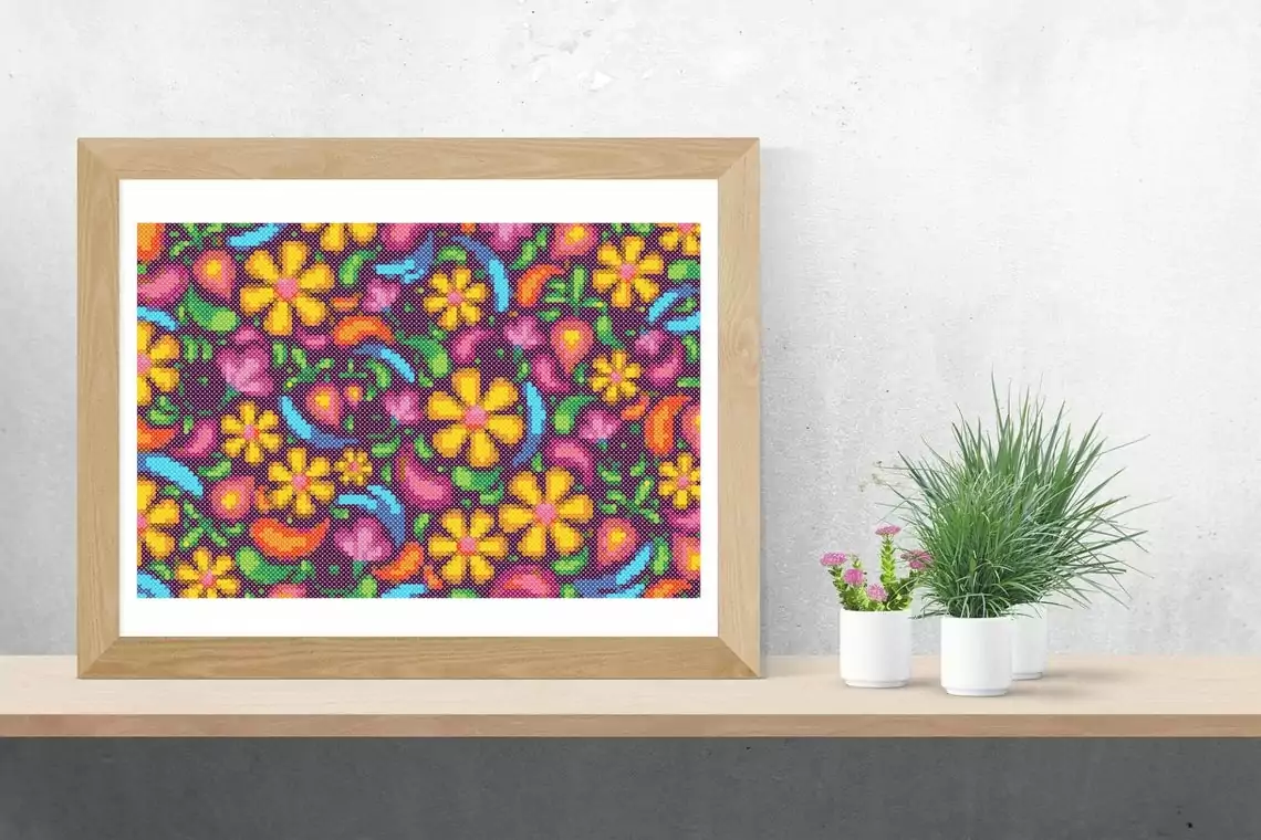 Point de croix moderne-fleurs 1