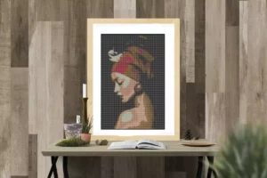 Point de croix femme au turban Lilou
