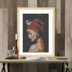 Point de croix femme au turban Lilou