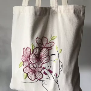 Broderie tote bag visage
