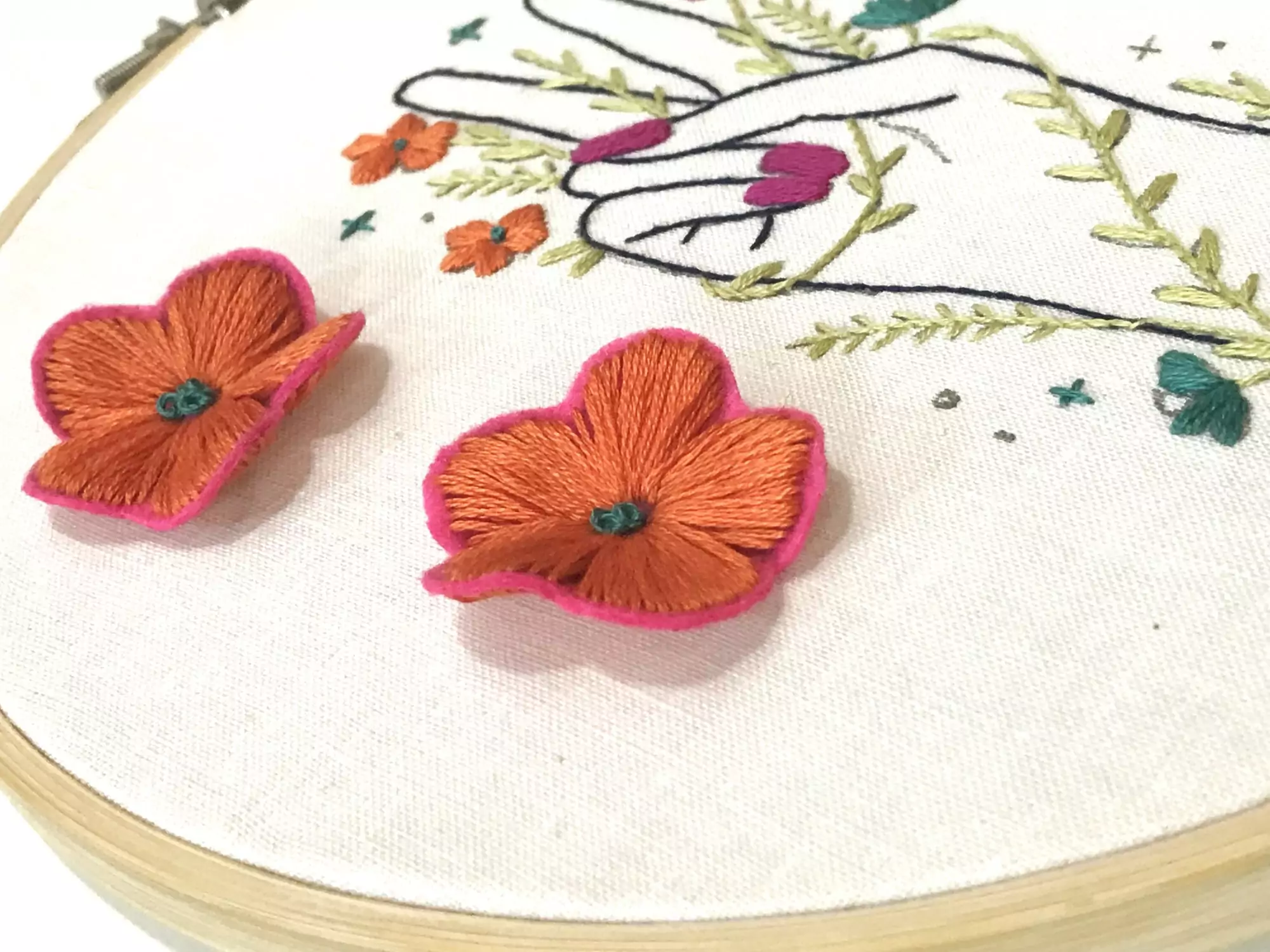 Broderie moderne main fleurie – Image 3