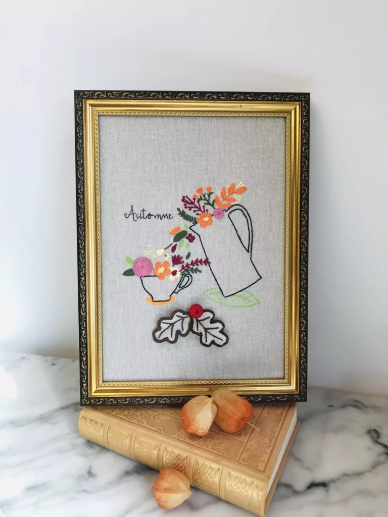 Broderie relief la théière