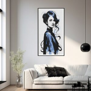 Point de croix femme en kimono