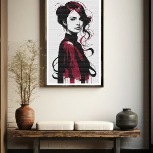 Point de croix femme du Japon